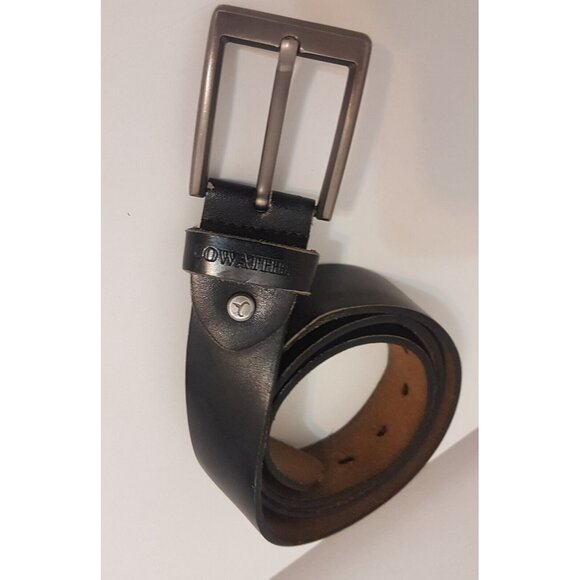 Vintage COWETHER Leather Belt Rare Buckle Black Men 32" - Picture 12 of 12